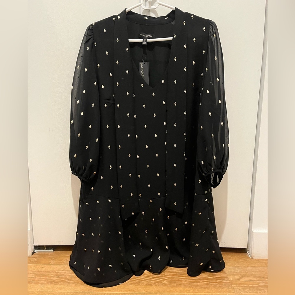 Banana Republic Black and Gold Mini Dress